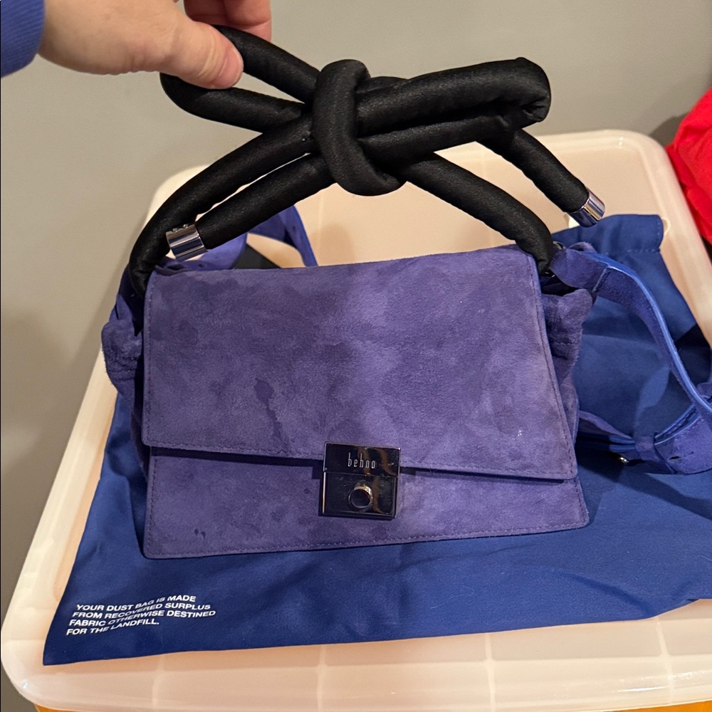 Behno Blue Suede Handbag *luxury boutique* - Picture 8 of 8
